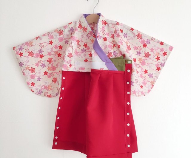 【専用】ハンドメイド　ベビー袴　キッズ袴　リーフ　桜ピンク お急ぎ可【3ヶ月〜5歳頃まで長く着られる⭐︎】1番可愛い
