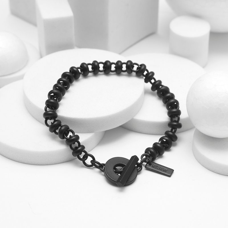 Beads Bracelet (Fog Black) - สร้อยข้อมือ - โลหะ สีดำ