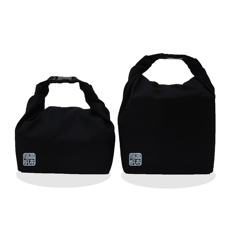 Canvas eco-friendly lunch bag portable shoulder bag multi-purpose large capacity minimalist black - Handbags & Totes - Cotton & Hemp Black