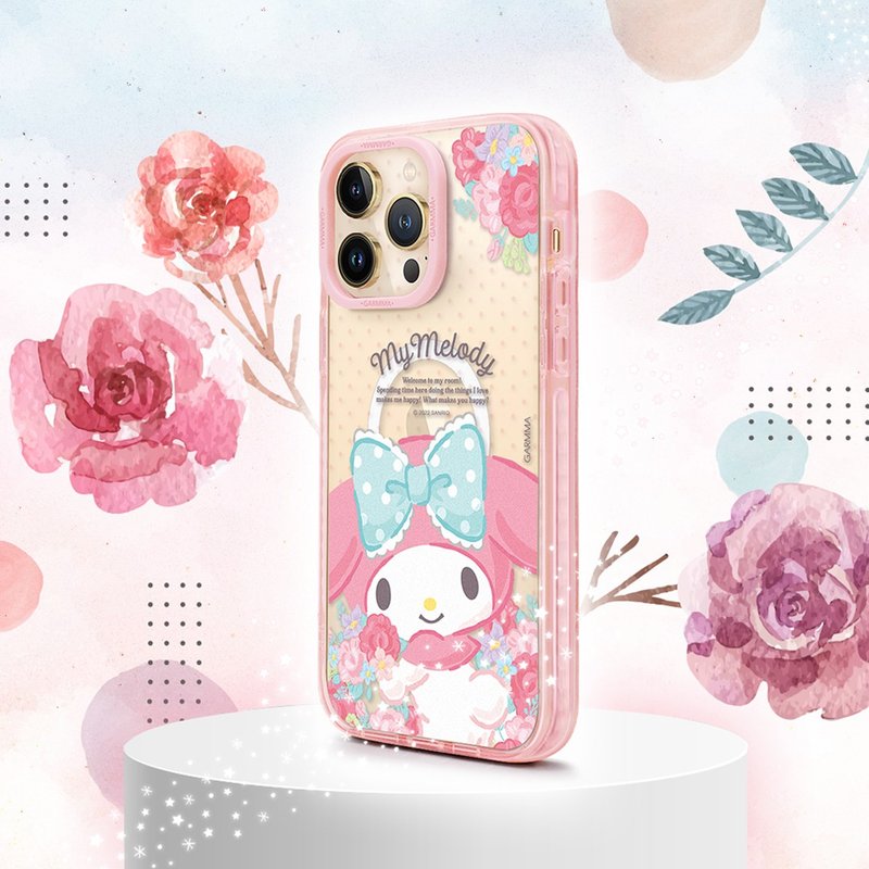 GARMMA My Melody iPhone 14 Series Magnetic Suction Case Drunken Rose - Phone Cases - Plastic Pink