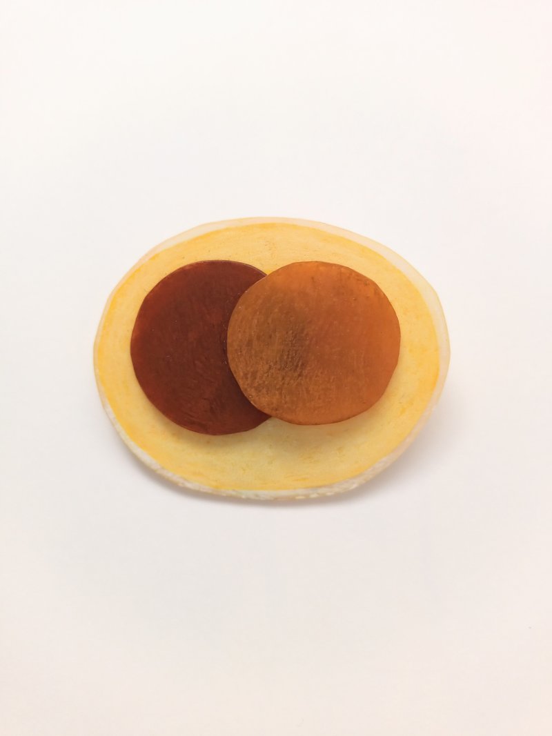 ヘンテコ　ブローチ　クッキー - 胸針 - 塑膠 黃色