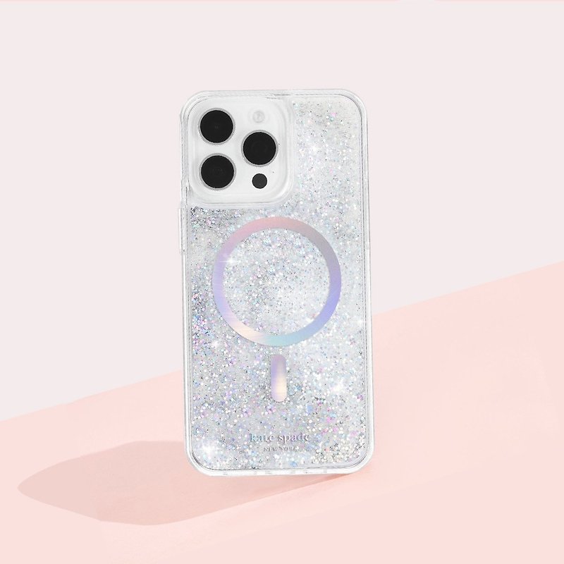 【kate spade】iPhone 15 series MagSafe premium phone case classic quicksand - Phone Cases - Plastic White