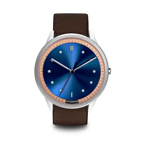 HYPERGRAND HYPERGRAND - 02基本款系列 - 銀藍錶盤棕皮革 手錶