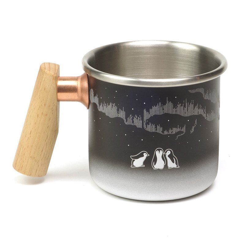 Wooden handle stainless mug 400ml (Aurora) - Mugs - Stainless Steel Black