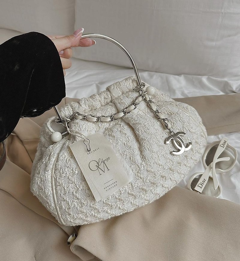 中古包 Chanel 香奈兒 tweed合金米白色包 - 手袋/手提袋 - 其他材質 白色