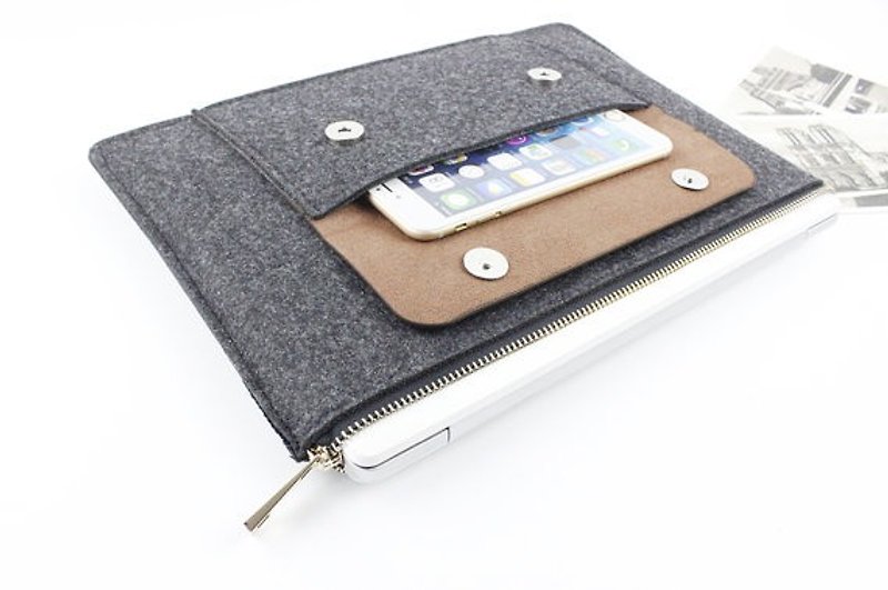 Original handmade light gray blankets Apple computer protective cover blankets 12.9 inch iPad Pro laptop bag computer bag iPad Pro (can be tailored) - 004 - Tablet & Laptop Cases - Other Materials 