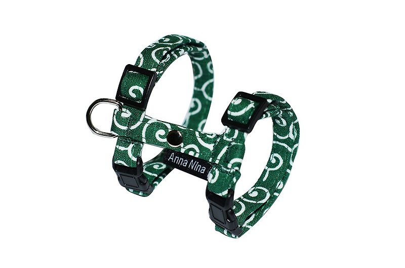 [AnnaNina] pet chest back / chest belt cat rabbit I-shaped chest strap Tang grass green fast buckle leash - Clothing & Accessories - Cotton & Hemp 