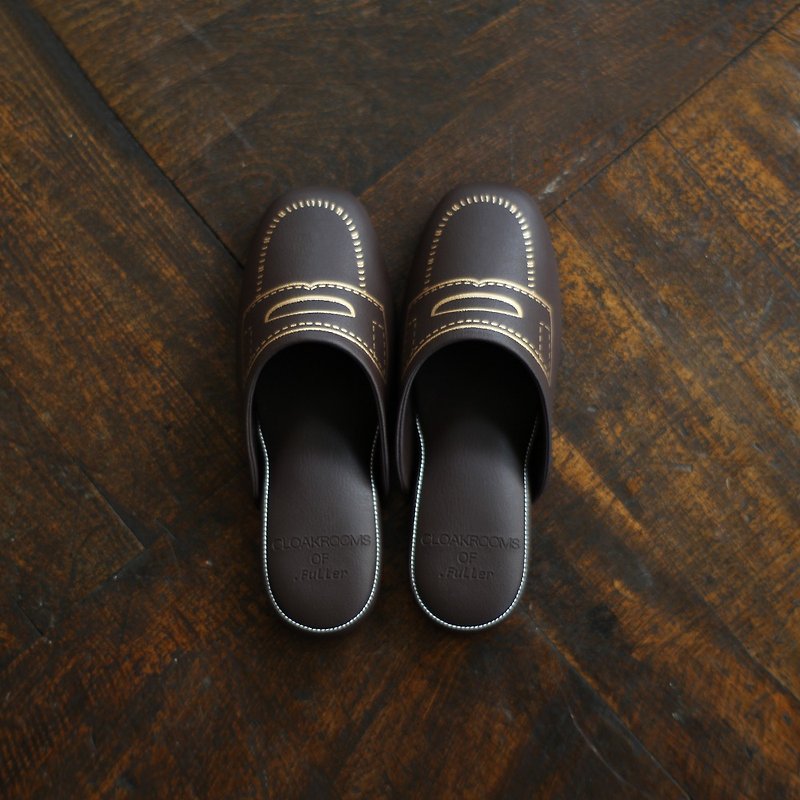 CLOAKROOMS OF .Fuller indoor slippers LOAFER-coffee - Indoor Slippers - Faux Leather Brown