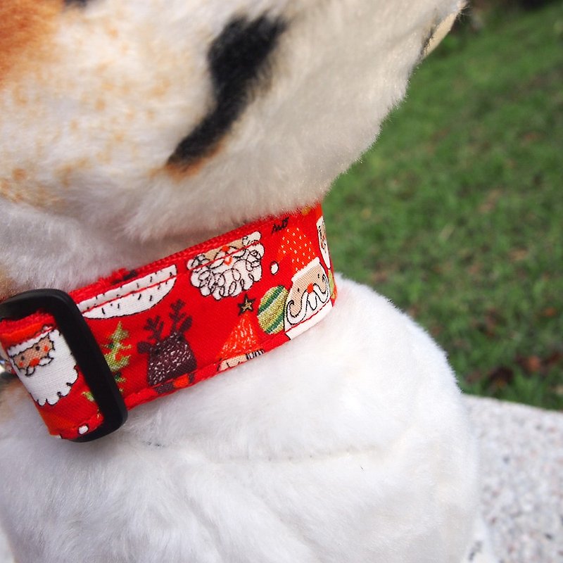 クリスマス犬の首輪 - 首輪・リード - コットン・麻 レッド