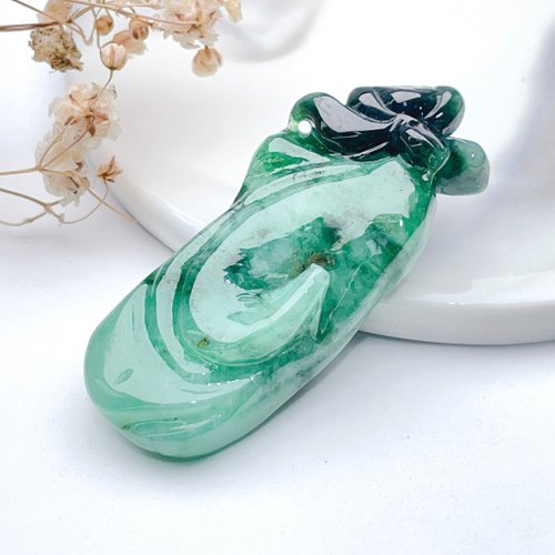 瓔珞珠寶盒 E.L.Jewelry Box 飄綠翡翠蓮花吊墜 | 天然緬甸A貨翡翠 | 送禮