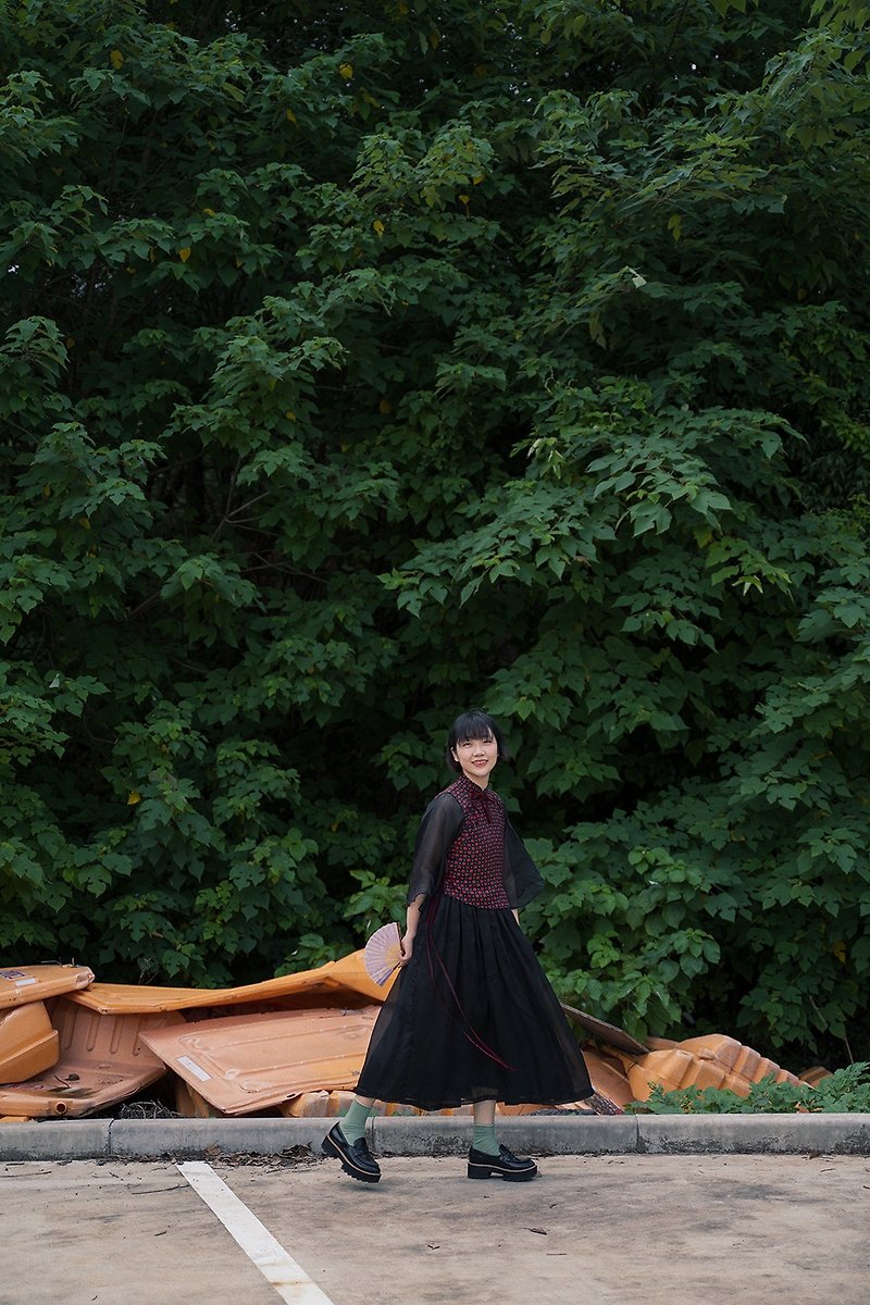 新中式 襖裙 衫裙 旗袍 改良 上杉 吊帶裙 套裝 - 旗袍 - 絲．絹 黑色