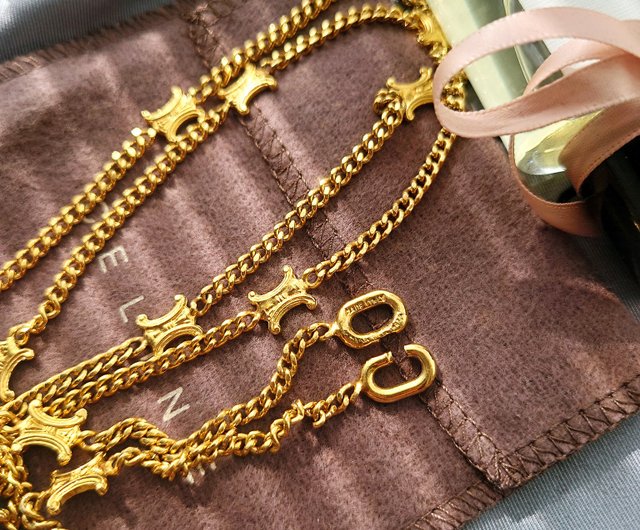 Medieval authentic CELINE triumphal arch gold chain long neck chain necklace bracelet waist chain bag pendant pendant Shop and then i met you Necklaces Pinkoi