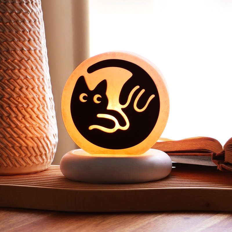 Cat Star I Small Silhouette I Rose Model l Salt Lamp l Cat Series l Decorative Night Light - ของวางตกแต่ง - หยก 