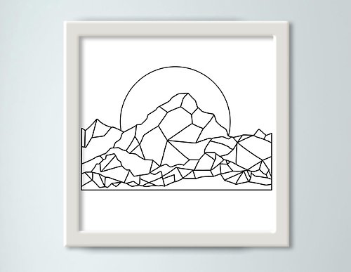 Alenaresuet Sunset, Cute poster, Digital picture, Mountains, Monochrome