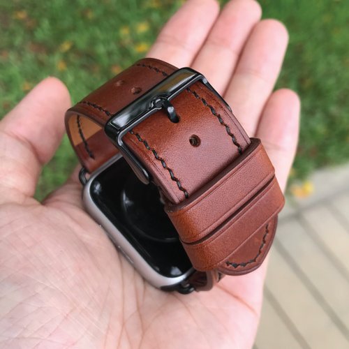 Bara Asah Workshop 【AppleWatch錶帶】啡色植鞣牛皮/法國防汗皮/義大利皮革