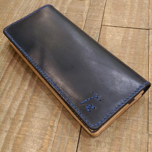 LouisRay Leather 純手工縫製皮件 純手工客制皮革長夾附拉鍊零錢包(免費印字，繡字）