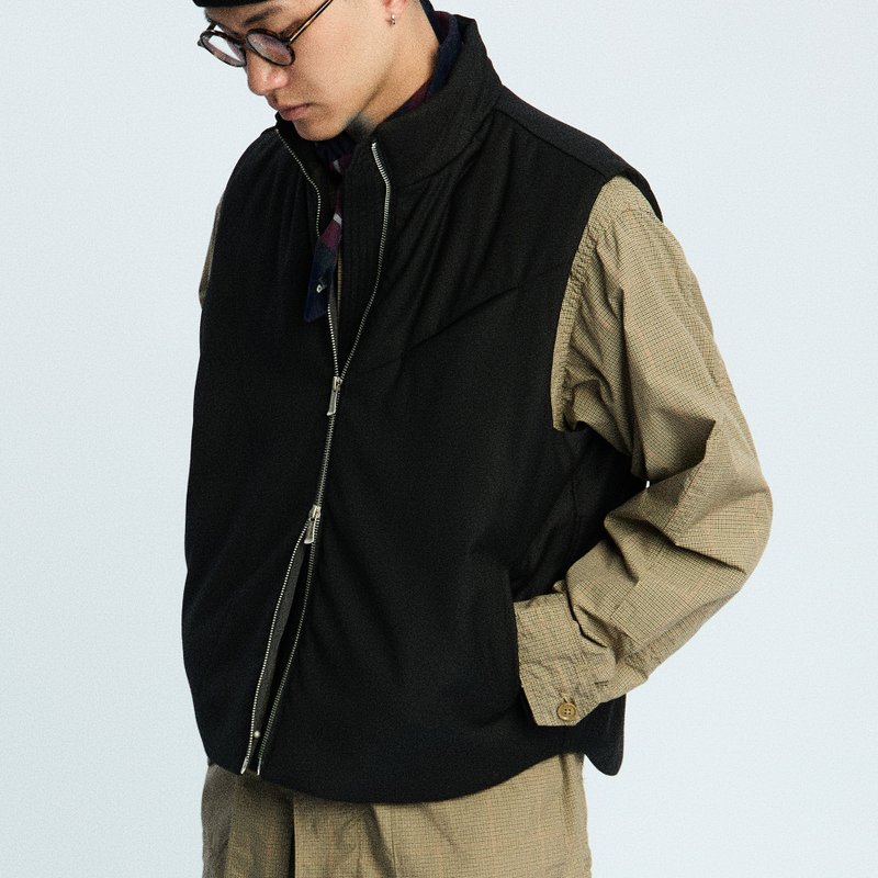 暖かなシンサレート3M ダブルジップスタンドカラー保温ベストジャケット 男女兼用 - ベスト メンズ - その他の素材 ブラック