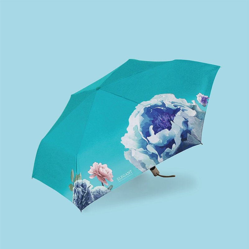 雙龍ELEGANT驅黑淨白自動傘_水彩花卉防曬晴雨傘(蒂芬藍) - 雨傘/雨衣 - 防水材質 多色