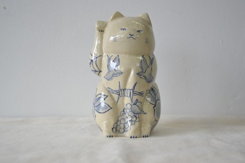 招き猫　スワロー - 置物 - 陶器 