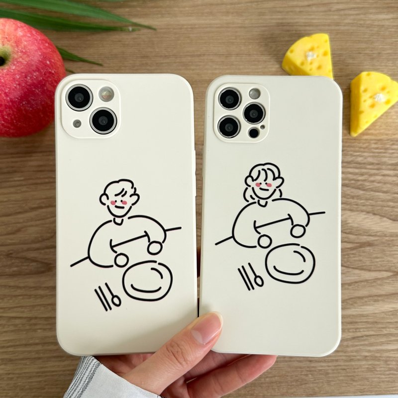 Let's have a meal iPhone mobile phone couple silicone case - เคส/ซองมือถือ - ซิลิคอน สีนำ้ตาล