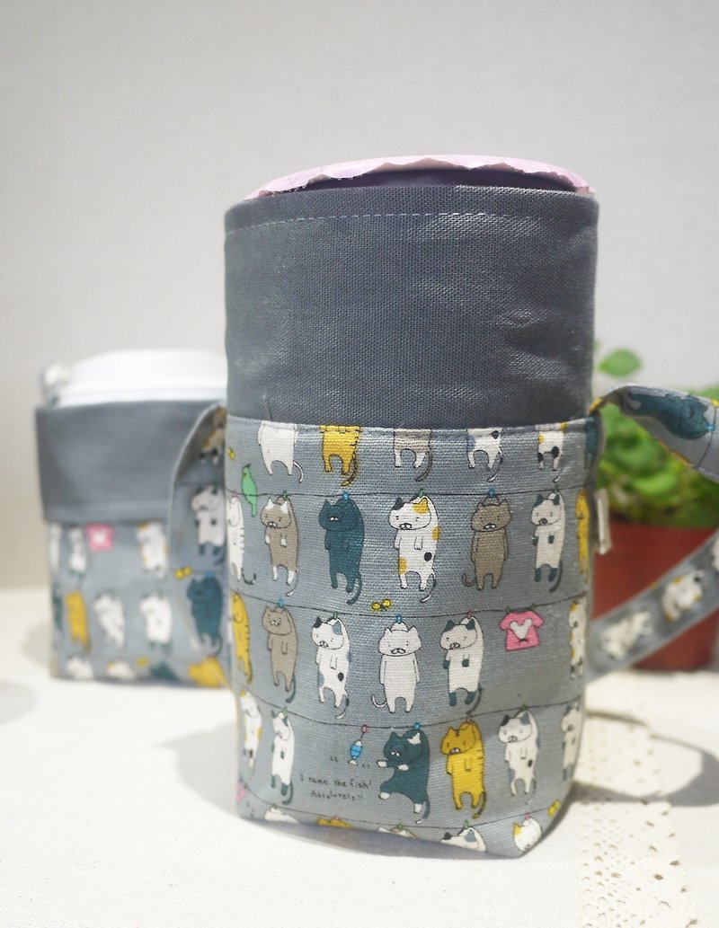 Green gift preferred double-sided drink bag drying cat one large cup side cup - Beverage Holders & Bags - Cotton & Hemp Gray