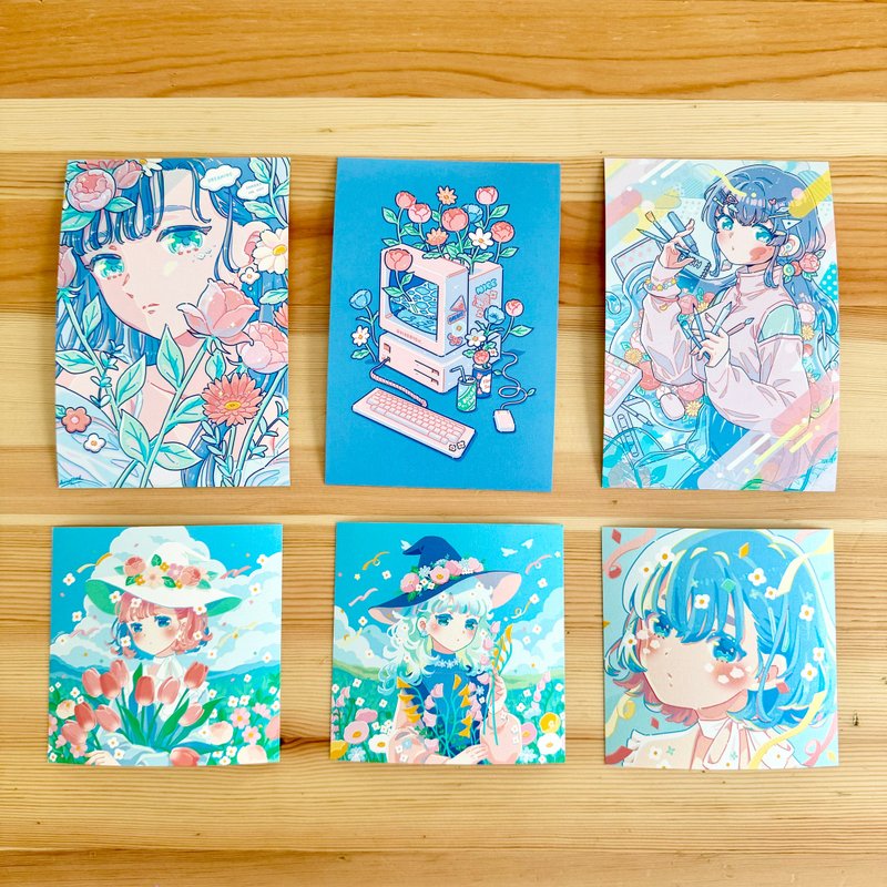 Set of 6 postcards - การ์ด/โปสการ์ด - กระดาษ หลากหลายสี