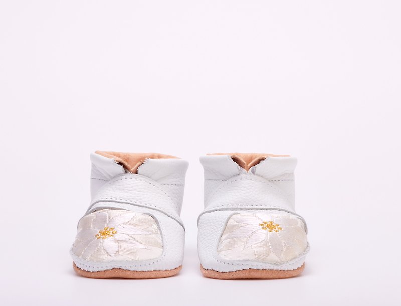 Nishijin-ori baby Shoes Kyoto  Kimono  11cm-15cm made in Japan white - Baby Shoes - Genuine Leather 