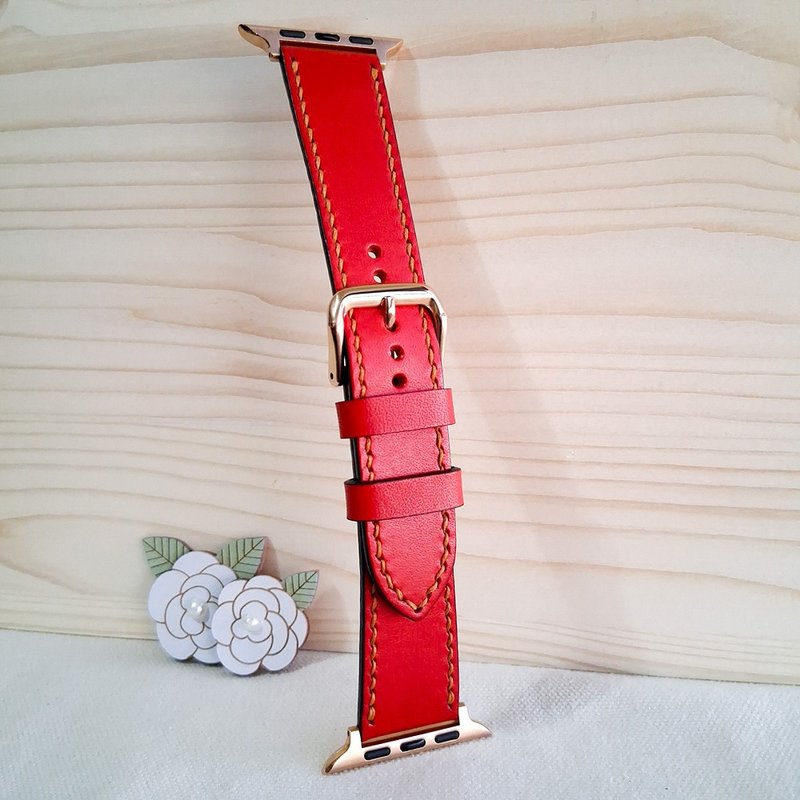 apple watch錶帶 / 柔軟親膚  / 紅色 / 真皮 / 手工製作 - 錶帶 - 真皮 