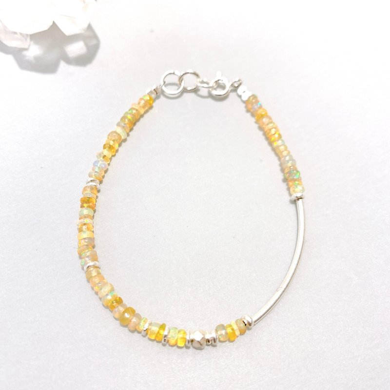 Ops Opal Gemstone Silver Simple Bracelet - สร้อยข้อมือ - โลหะ สีทอง