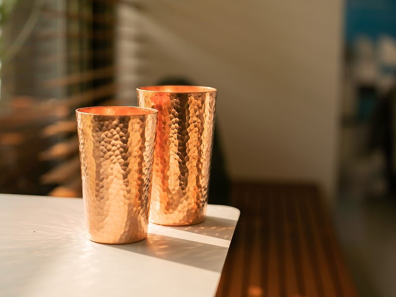 280ml cold drink cup handmade forged hammered conical Bronze cup - แก้ว - โลหะ 