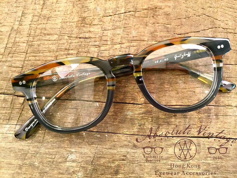 Absolute Vintage-Gutzlaff Street (Gutzlaff Street) pear-shaped thick frame plate glasses-Gray Gray - Glasses & Frames - Plastic 