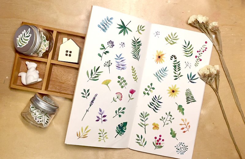 Zoe's forest Forest Mosaic Sticker Jar Set - Stickers - Paper Green