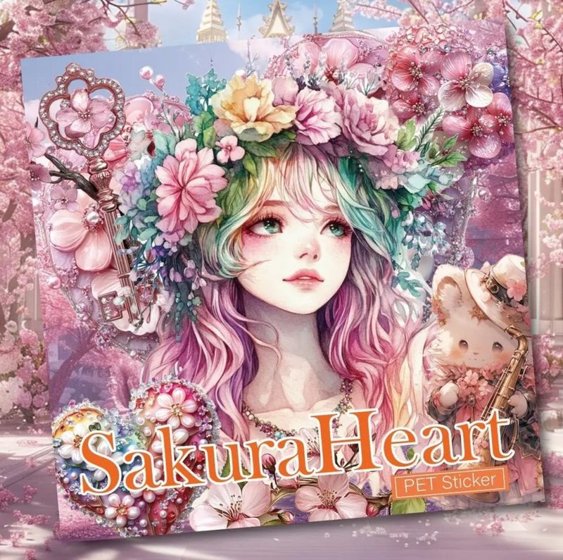 Sakura Heart PETステッカー - 貼紙 - 防水材質 粉紅色