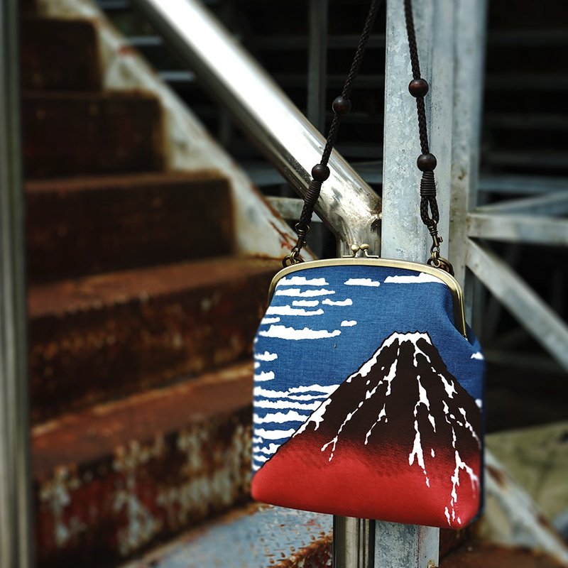 Kyoto Nafuroshiki creative long version kiss lock bag-Kaifeng Kuaiqing (dual-use style) - กระเป๋าแมสเซนเจอร์ - ผ้าฝ้าย/ผ้าลินิน 