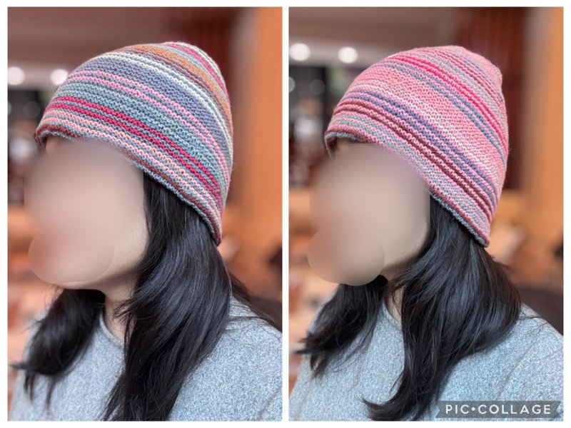 Adult/Child Reversible Striped Hat | 100% Pure Alpaca Wool | Handmade in Peru | Grey & Pastel Rainbow Colors - Hats & Caps - Wool Multicolor