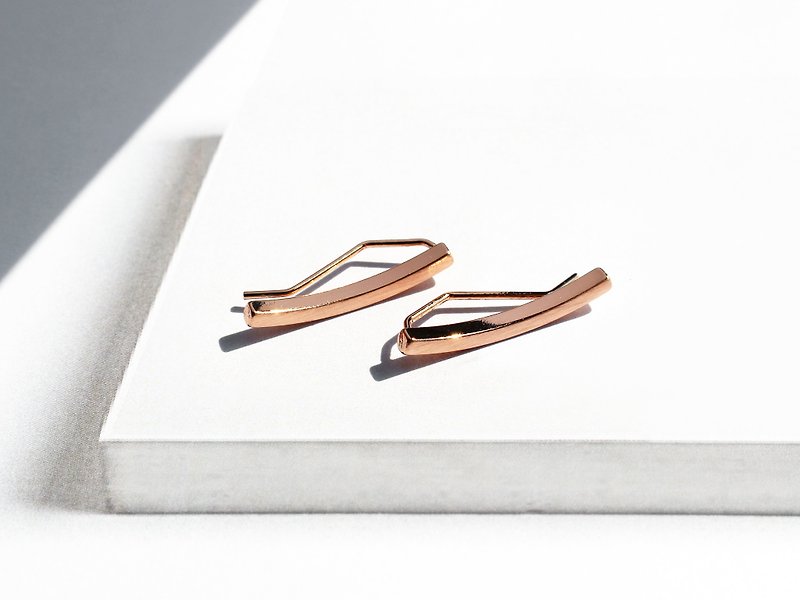 CURVED BAR EAR CUFFS | ROSE GOLD - Earrings & Clip-ons - Other Metals Gold