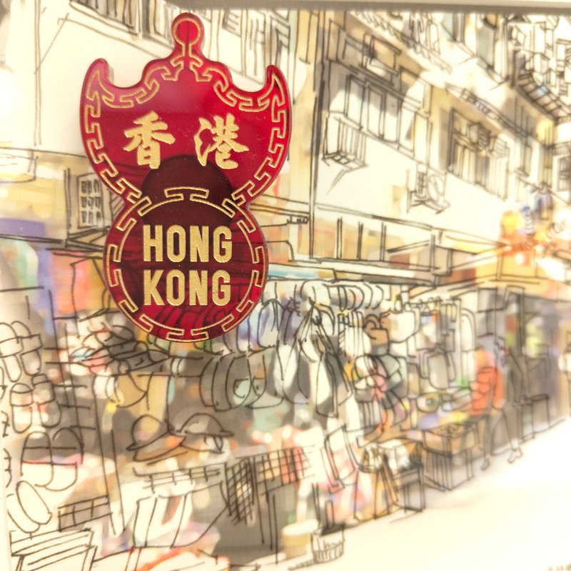 香港 HONG KONG 喜慶蝠鼠吊金錢當舖磁石貼 - 磁鐵 - 壓克力 