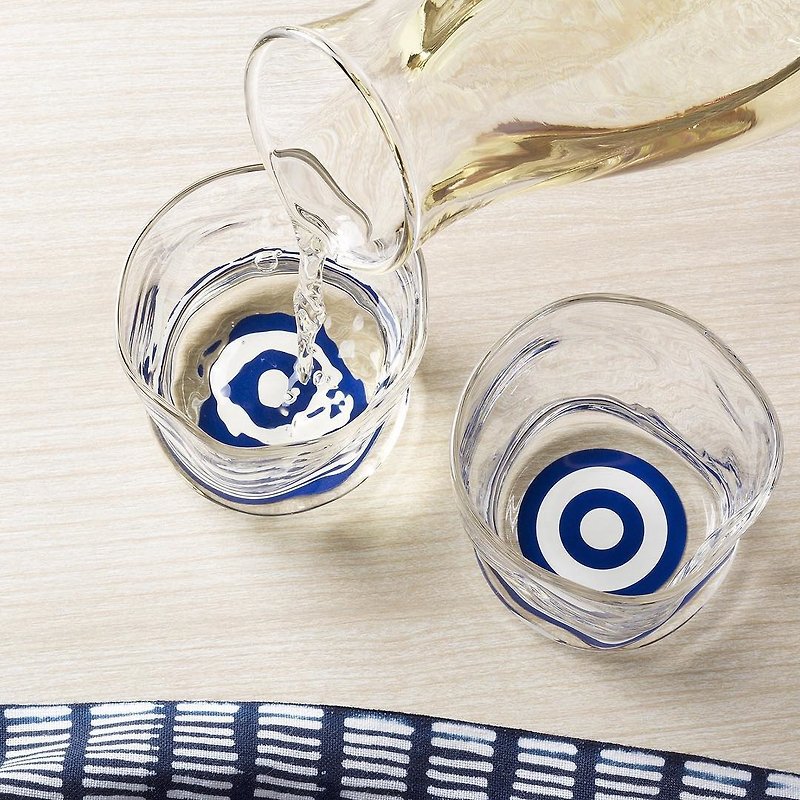 [Super Value Combination] Japan ADERIA Hand Imitation Pottery Snake Eye Sake Kettle Cup Set (1 Pot + 2 Cups) - Bar Glasses & Drinkware - Glass Transparent