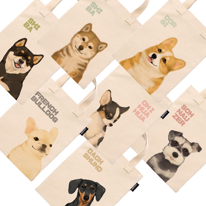 | Small Dog Series | Synthetic Canvas Tote Bag/A total of 7 styles - กระเป๋าถือ - ผ้าฝ้าย/ผ้าลินิน หลากหลายสี
