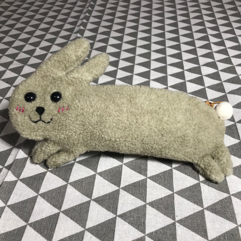 RABBIT LULU 飛奔小兔  卡其 筆袋/化妝包/雜物小袋 - 化妝包/收納袋 - 棉．麻 卡其色