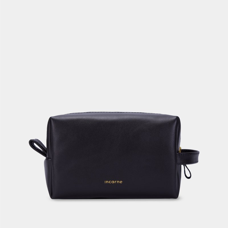 黑色真皮包 — 日常化妝品收納包 - 手提包/手提袋 - 真皮 黑色