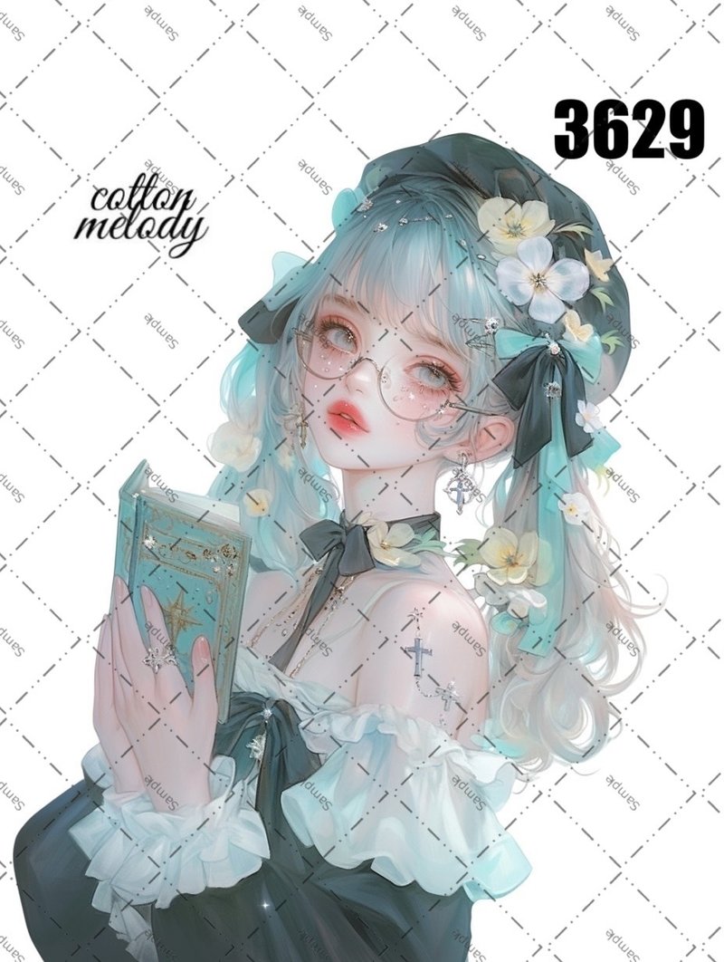 original sticker no.3629 人物ステッカー オリジナルステッカー オリジナル人物ステッカー 装飾ステッカー cotton melody - 貼紙 - 紙 