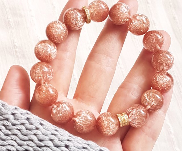 Orange Crackle Bead Bracelet 