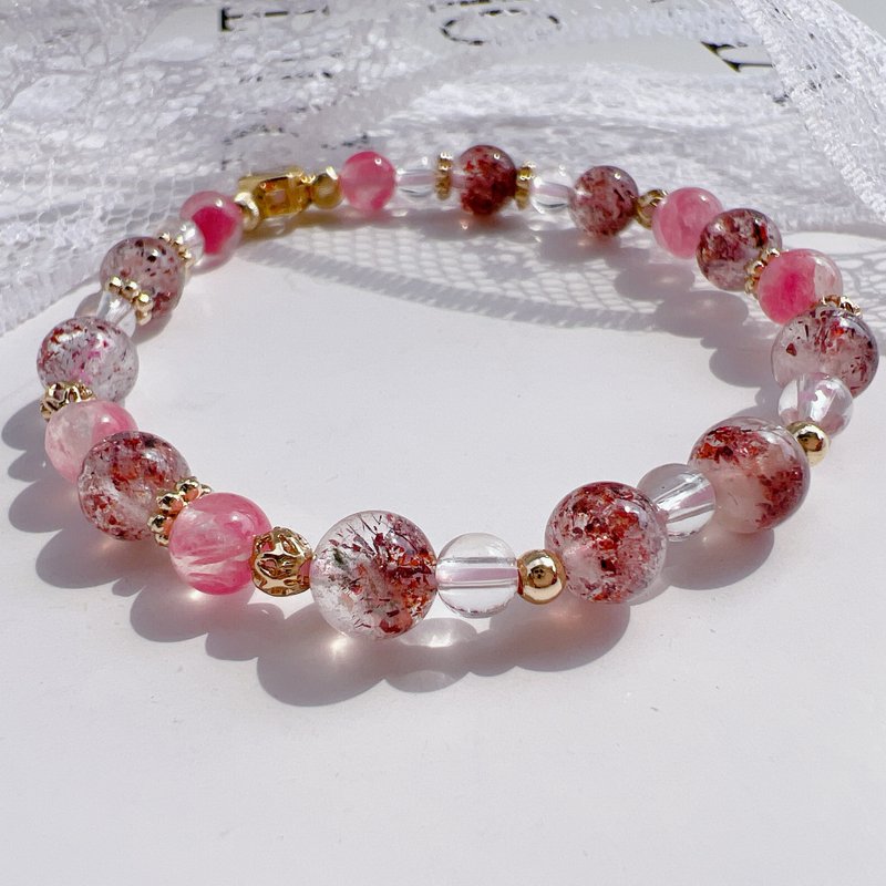 Super Seven Gold Strawberry | Rhodonite | White Crystal - สร้อยข้อมือ - คริสตัล 