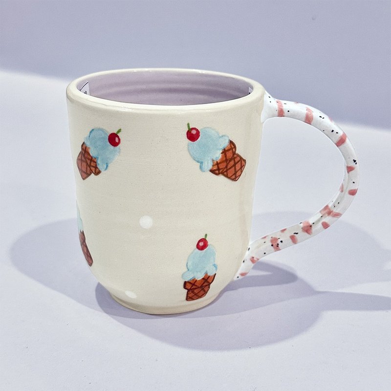 HANDMADE MUG/CUP So Cool ice-cream - 咖啡杯/馬克杯 - 陶 白色