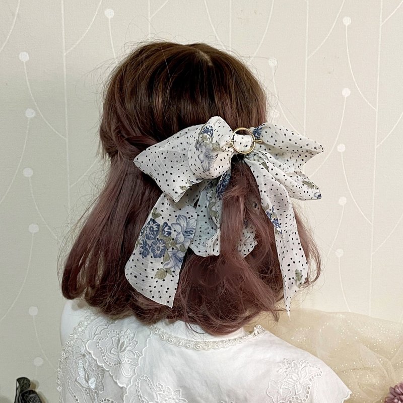 Chiffon Bow Banana Clip Hair Clip Intersecting Clip Bun Claw Clip Hair Comb Hair Tie Side Clip Fairy Clip - Hair Accessories - Other Materials White