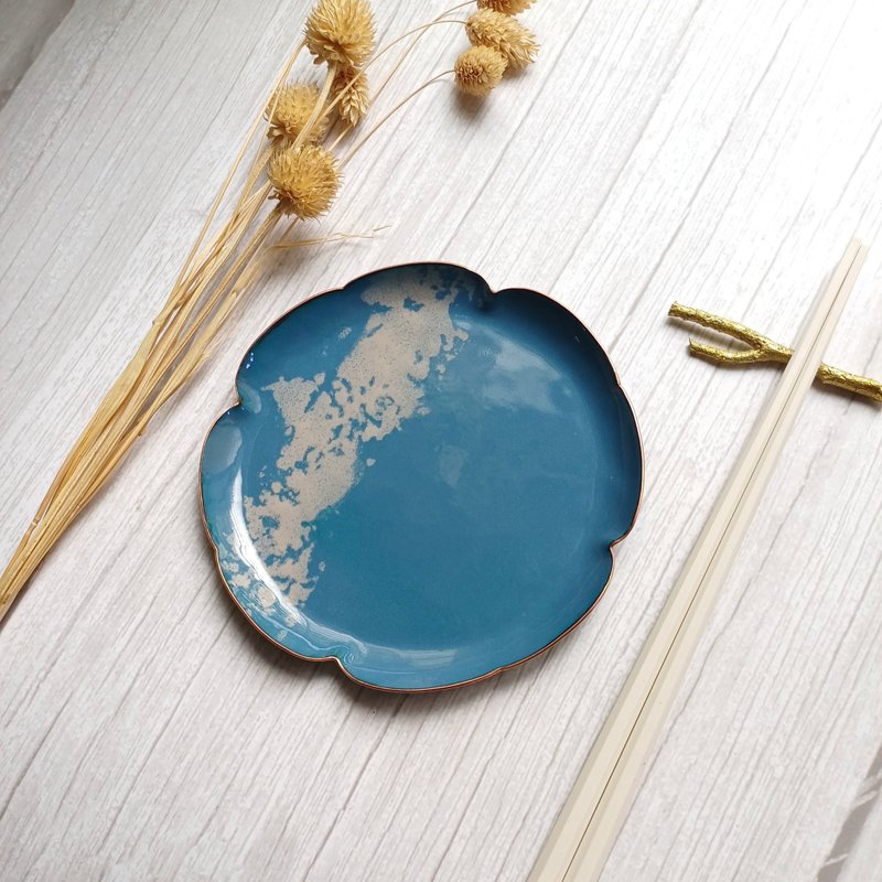 手製琺瑯點心盤料理盤餐盤-F252-3 - 盤子/餐盤/盤架 - 銅/黃銅 多色