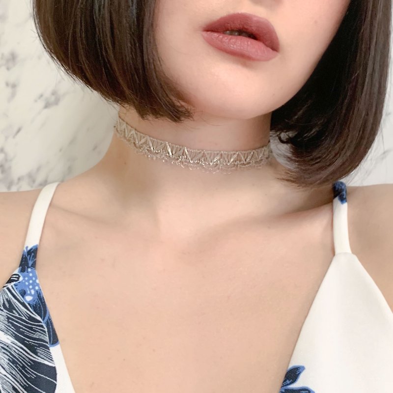 SilverLining Choker SV 245 - Necklaces - Polyester Silver