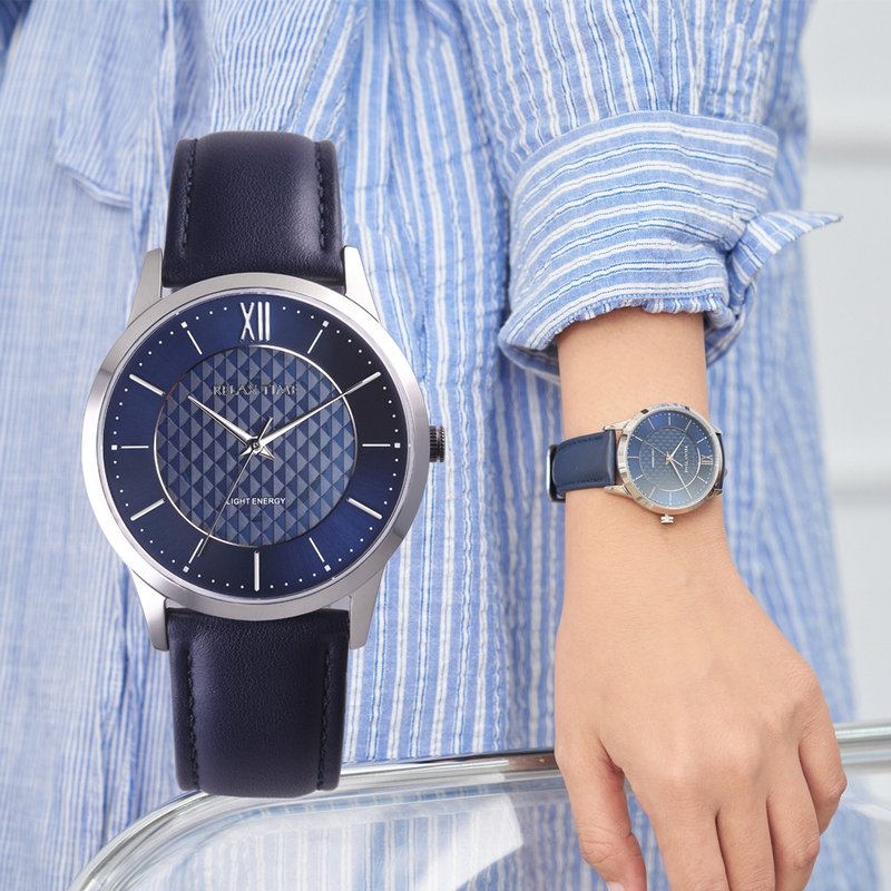 Relax time solar fashion women's watch-blue (RT-108S-2L) 36mm - นาฬิกาผู้หญิง - สแตนเลส สีน้ำเงิน