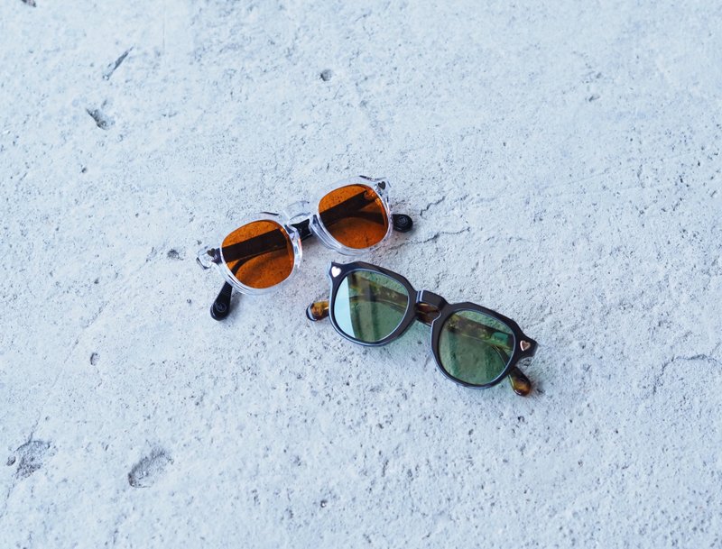 [Put on your love] Aion sunglasses-sunset orange/night sky green - แว่นกันแดด - เรซิน สีใส